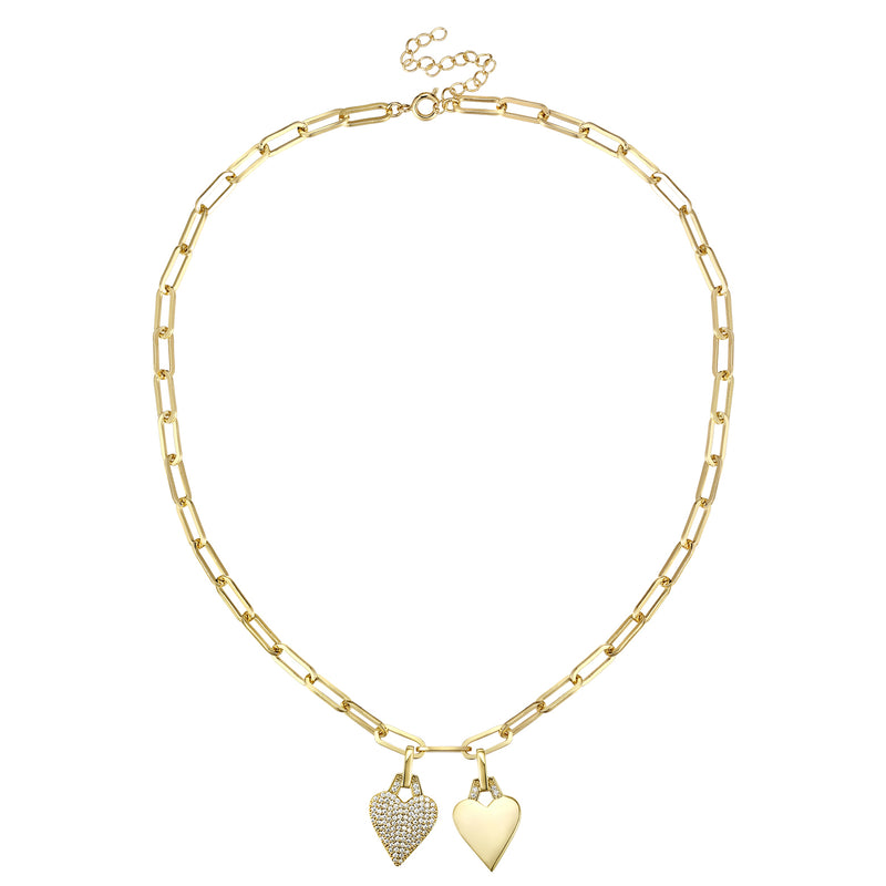Double Heart Cable Chain Necklace