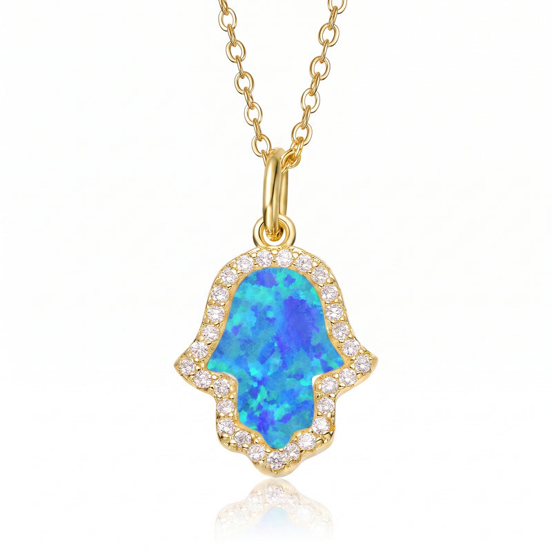 Hand Shaped Color Opal Pendant