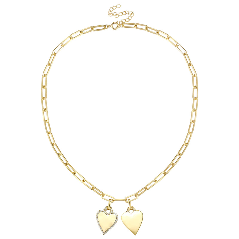 Double Heart Charm Necklace