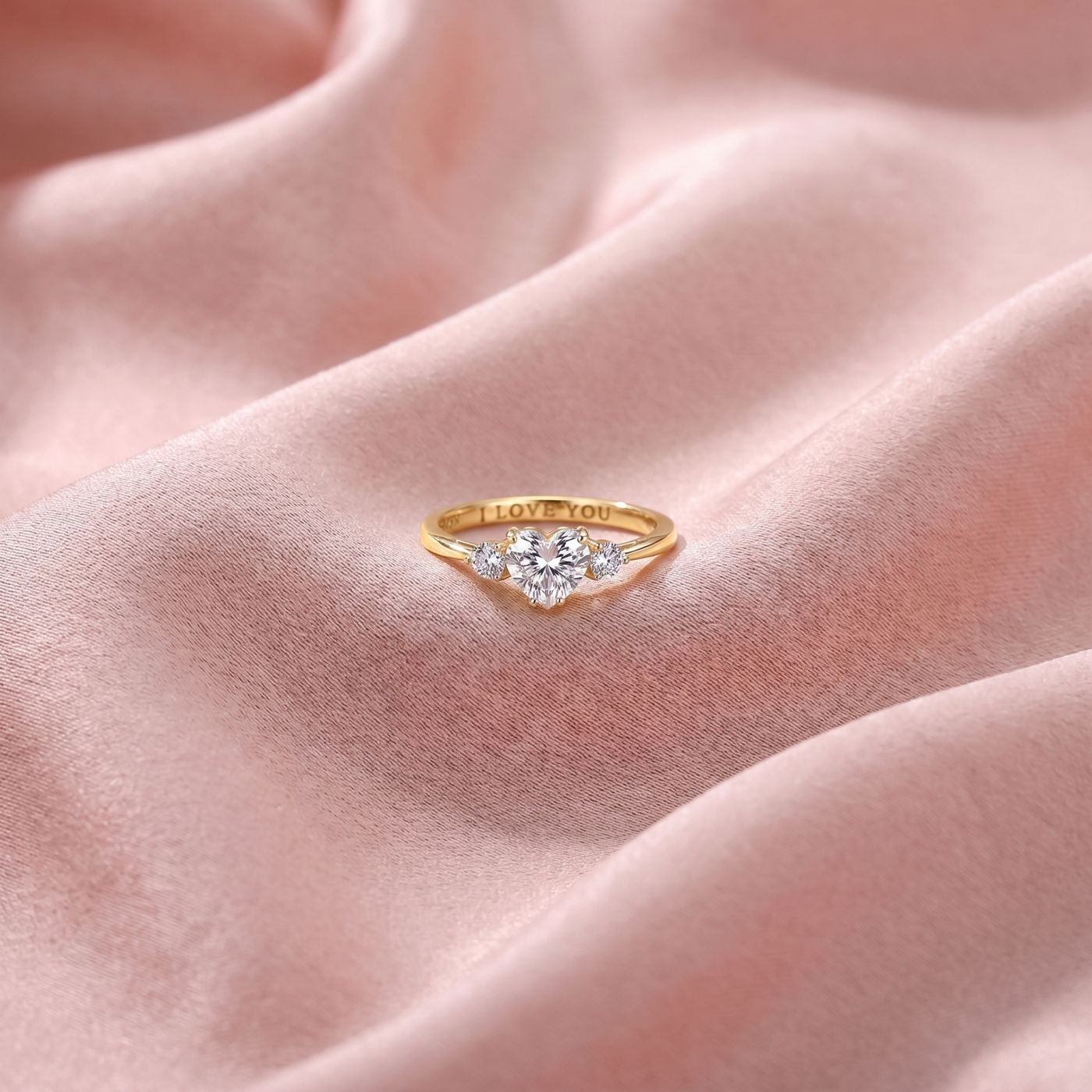 “I Love You” three-stone ring, worn